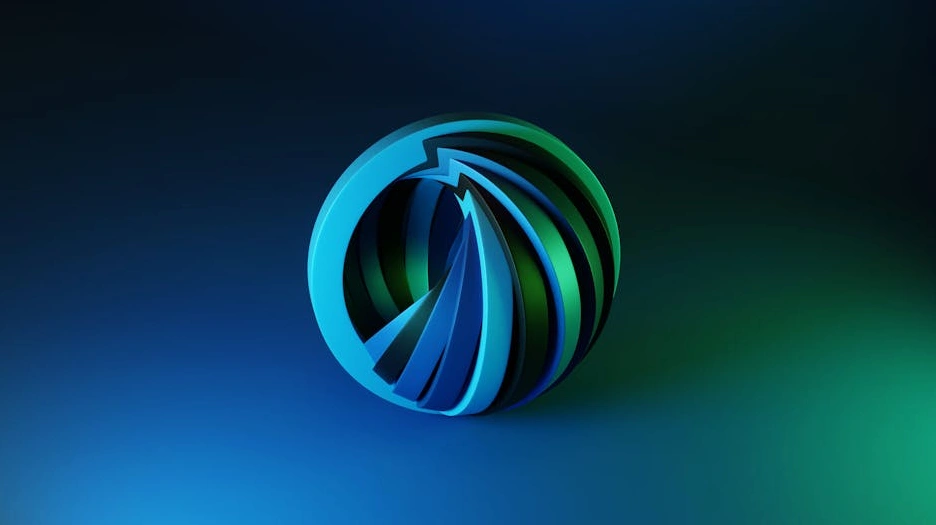 Abstrakcyjna grafika 3D symbolizująca wzrost i technologię